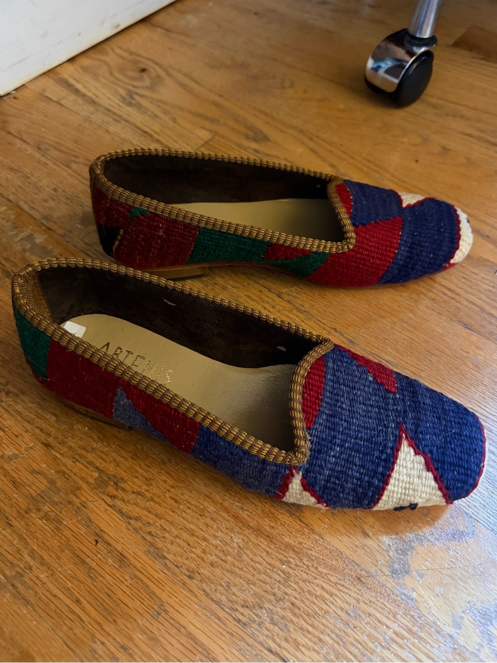 Artemis Design Co. Red, Blue & Green Woven Slip-On Flats